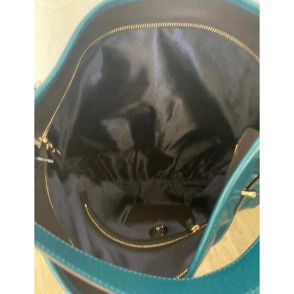 DKNY NEW teal leather shoulder bag with crossbody strap Gorgeous! - Picture 4 of 12